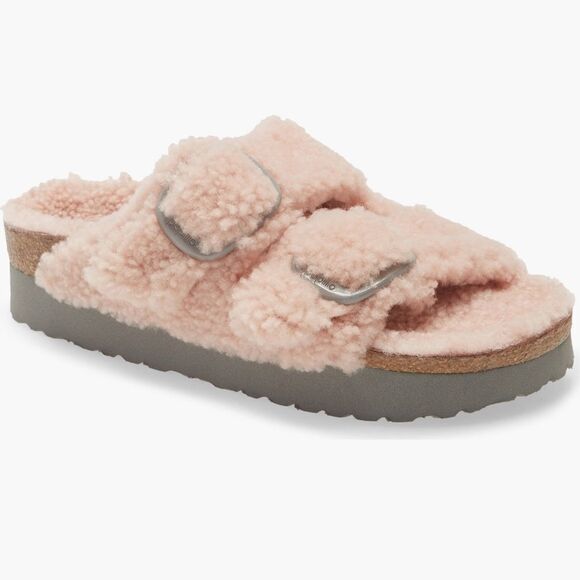 BIRKENSTOCK PAPILLIO pink fur sandals shoes women’s eur 39 new - Picture 1 of 9